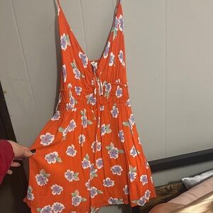 Floral Orange Romper